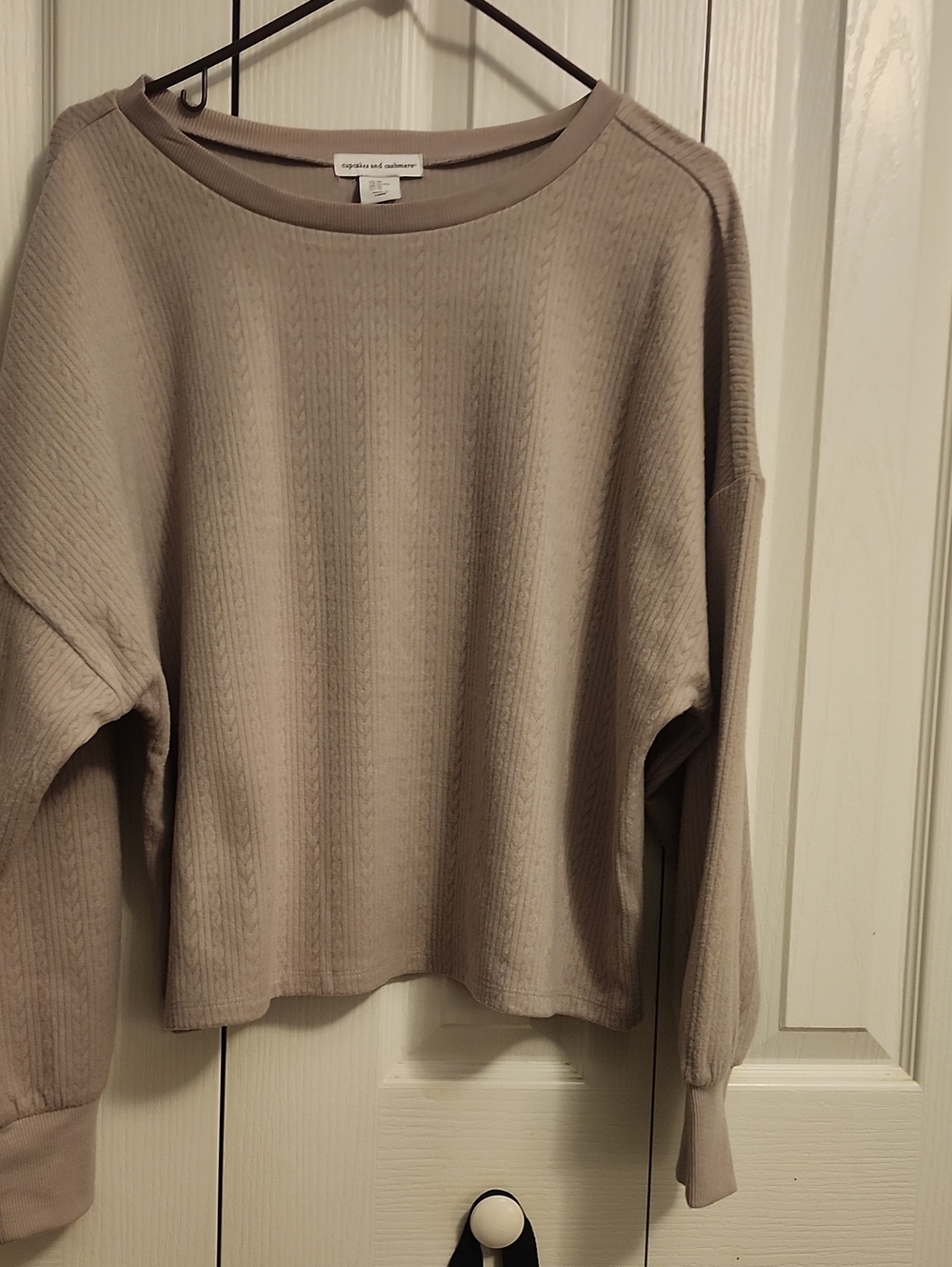 a new day Taupe Ribbed Crewneck Sweater